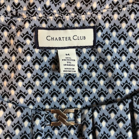 Charter Club Light Blue Patterned Sleeveless Blouse - size Medium - Picture 6 of 7